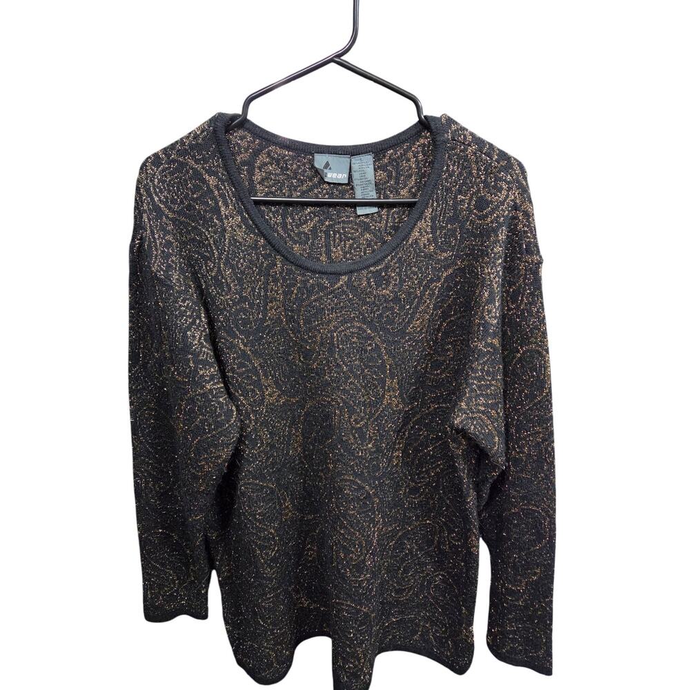 Black and Gold Sweater - Lizwear - L